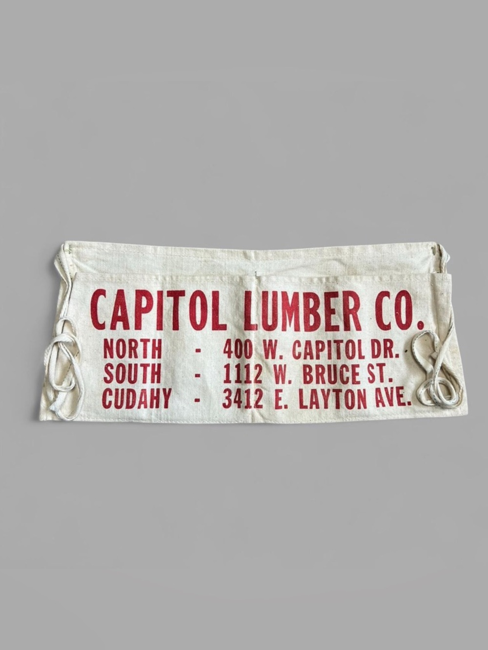 Vintage 60’s Carpenter Canvas Apron Capitol Lumber Co. Milwaukee, Wisconsin.